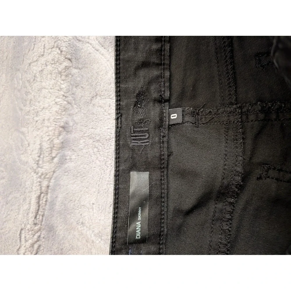 Kut‎ From The Kloth Diana Embroidered Mid Rise Skinny Jeans Black Size 0 NEW
